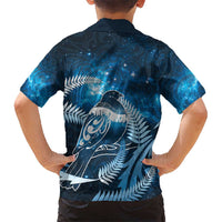New Zealand Matariki Family Matching Off The Shoulder Long Sleeve Dress and Hawaiian Shirt Pigeon Kereru Maori Fern Art LT05 - Polynesian Pride