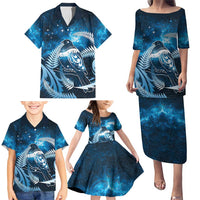 New Zealand Matariki Family Matching Puletasi and Hawaiian Shirt Pigeon Kereru Maori Fern Art LT05 - Polynesian Pride