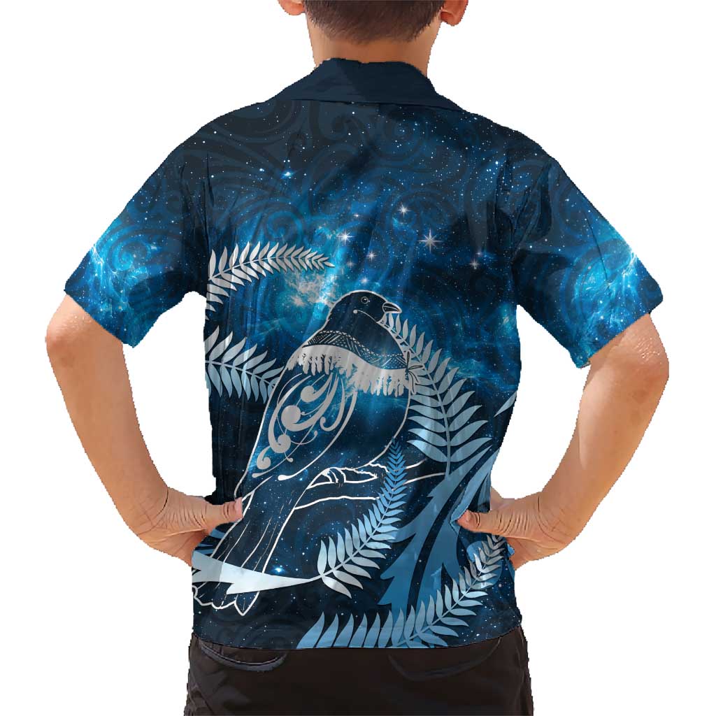 New Zealand Matariki Family Matching Short Sleeve Bodycon Dress and Hawaiian Shirt Pigeon Kereru Maori Fern Art LT05 - Polynesian Pride