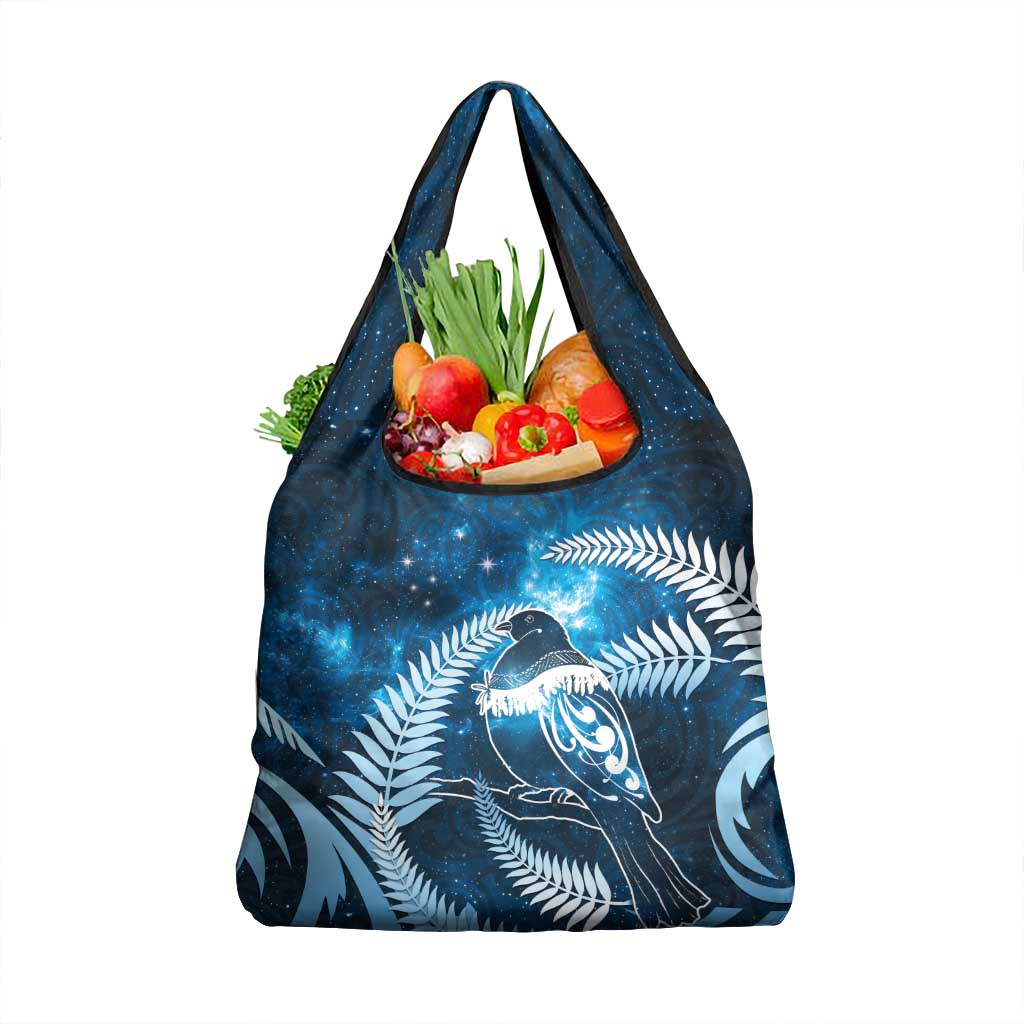 New Zealand Matariki Grocery Bag Pigeon Kereru Maori Fern Art LT05 1-pack One Size Blue - Polynesian Pride