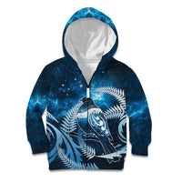 New Zealand Matariki Kid Hoodie Pigeon Kereru Maori Fern Art LT05 Zip Hoodie Blue - Polynesian Pride