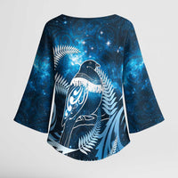 New Zealand Matariki Kimono Sleeve Blouse Pigeon Kereru Maori Fern Art LT05 - Polynesian Pride