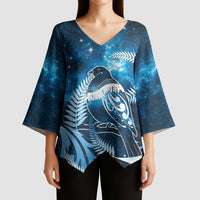 New Zealand Matariki Kimono Sleeve Blouse Pigeon Kereru Maori Fern Art LT05 - Polynesian Pride