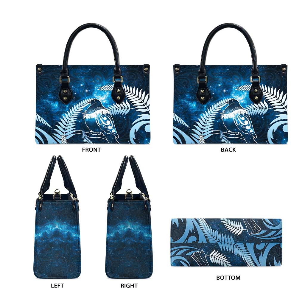 New Zealand Matariki Leather Bag Pigeon Kereru Maori Fern Art