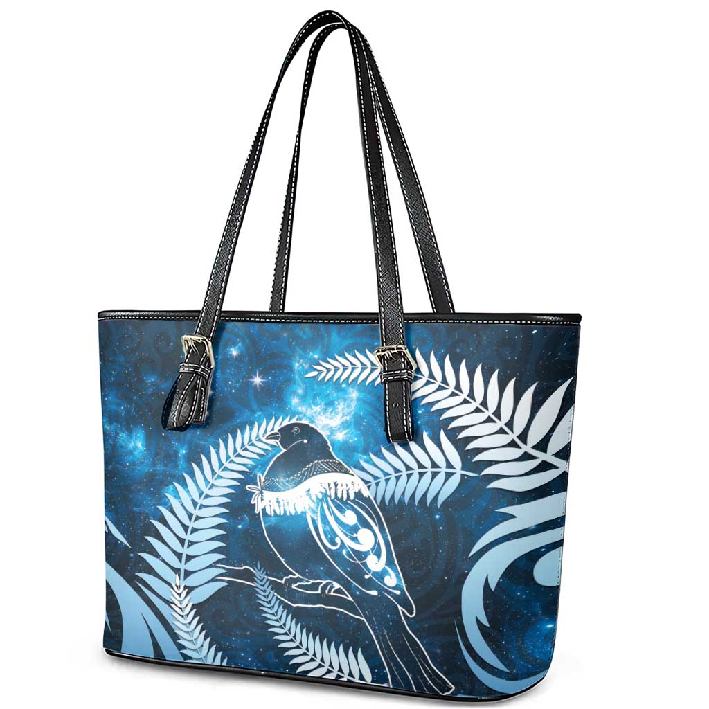 New Zealand Matariki Leather Tote Bag Pigeon Kereru Maori Fern Art LT05 - Polynesian Pride