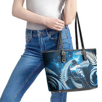 New Zealand Matariki Leather Tote Bag Pigeon Kereru Maori Fern Art LT05 - Polynesian Pride