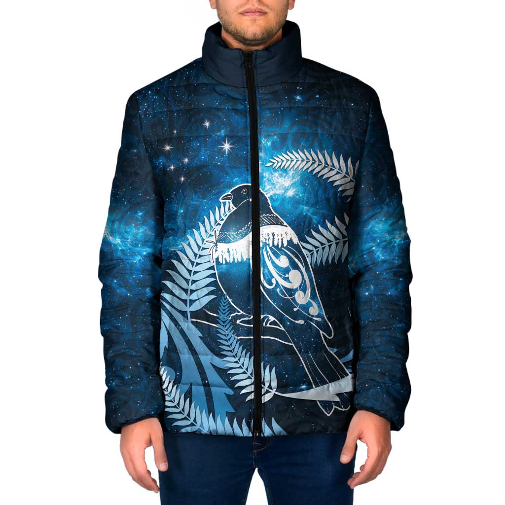 New Zealand Matariki Padded Jacket Pigeon Kereru Maori Fern Art