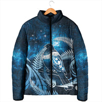 New Zealand Matariki Padded Jacket Pigeon Kereru Maori Fern Art
