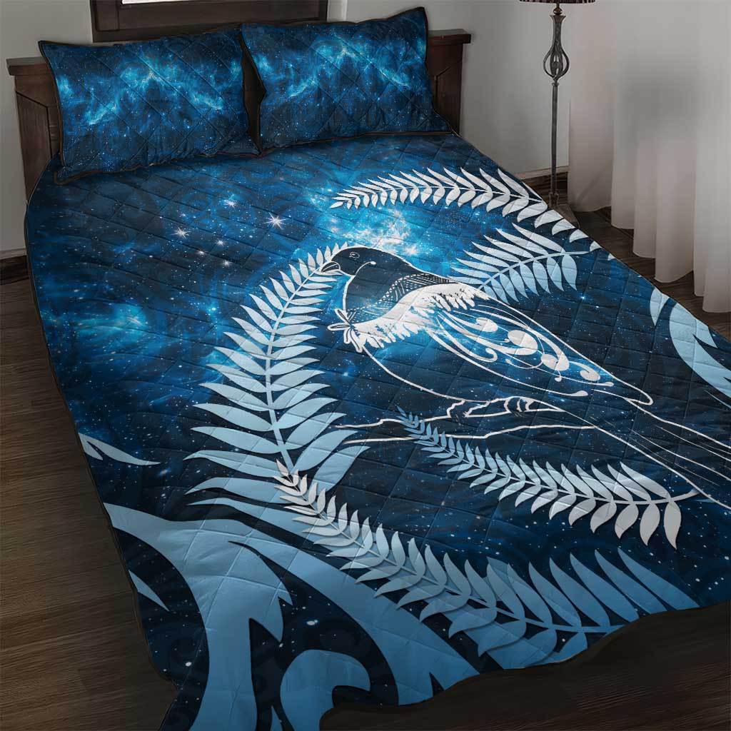 New Zealand Matariki Quilt Bed Set Pigeon Kereru Maori Fern Art
