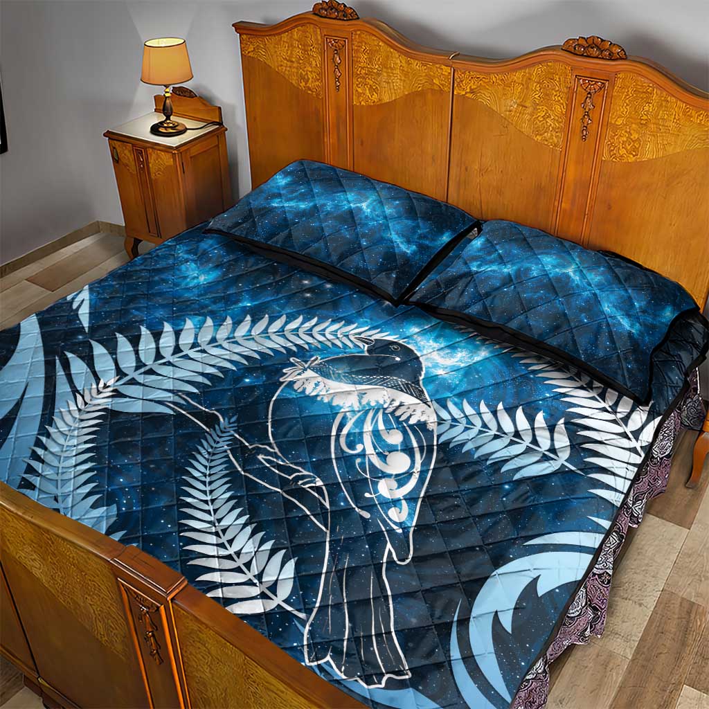 New Zealand Matariki Quilt Bed Set Pigeon Kereru Maori Fern Art
