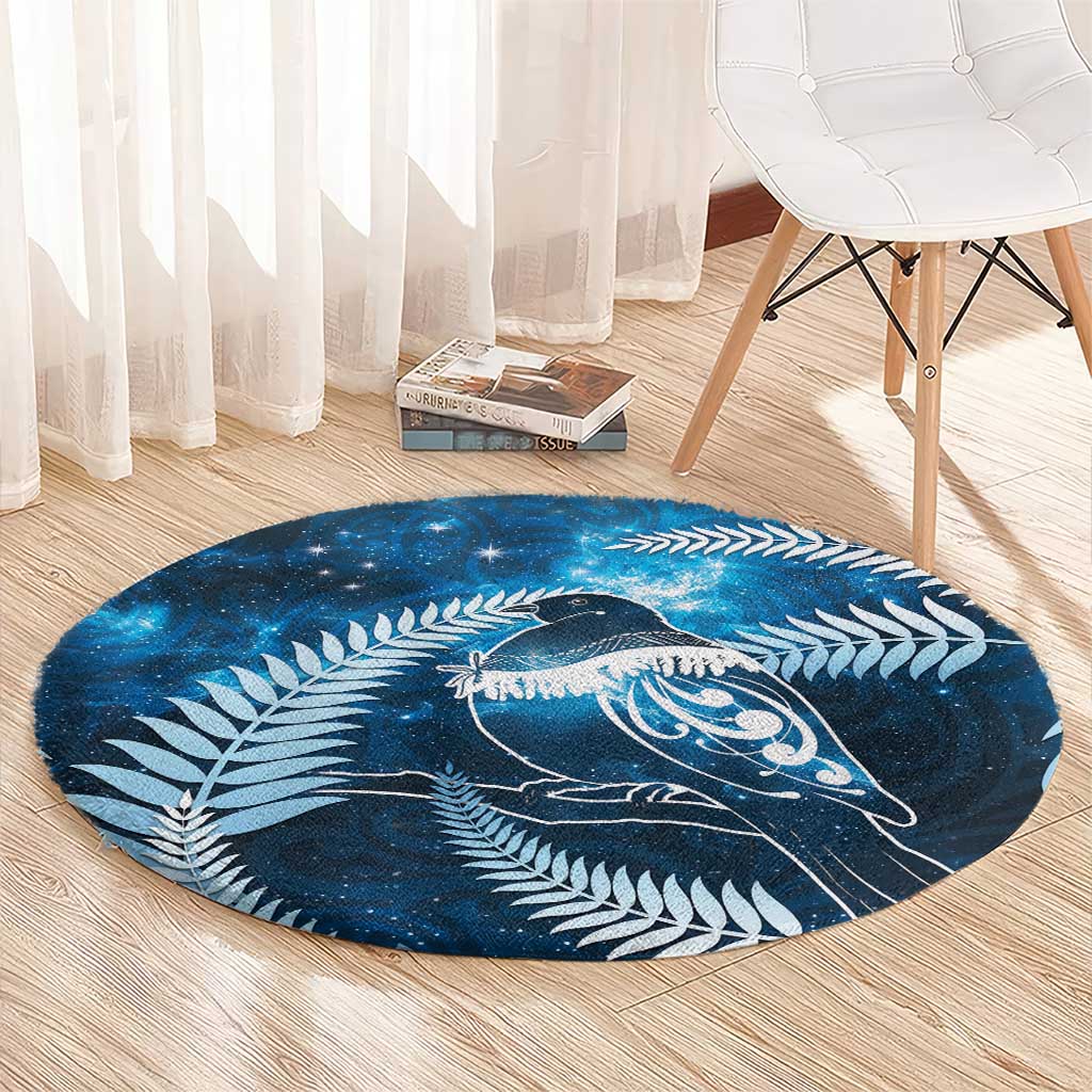 New Zealand Matariki Round Carpet Pigeon Kereru Maori Fern Art