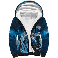 New Zealand Matariki Sherpa Hoodie Pigeon Kereru Maori Fern Art LT05 Unisex Blue - Polynesian Pride