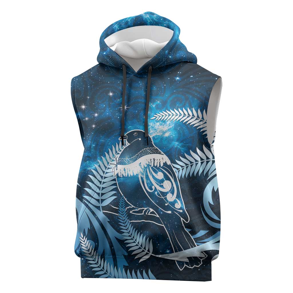 New Zealand Matariki Sleeveless Hoodie Pigeon Kereru Maori Fern Art