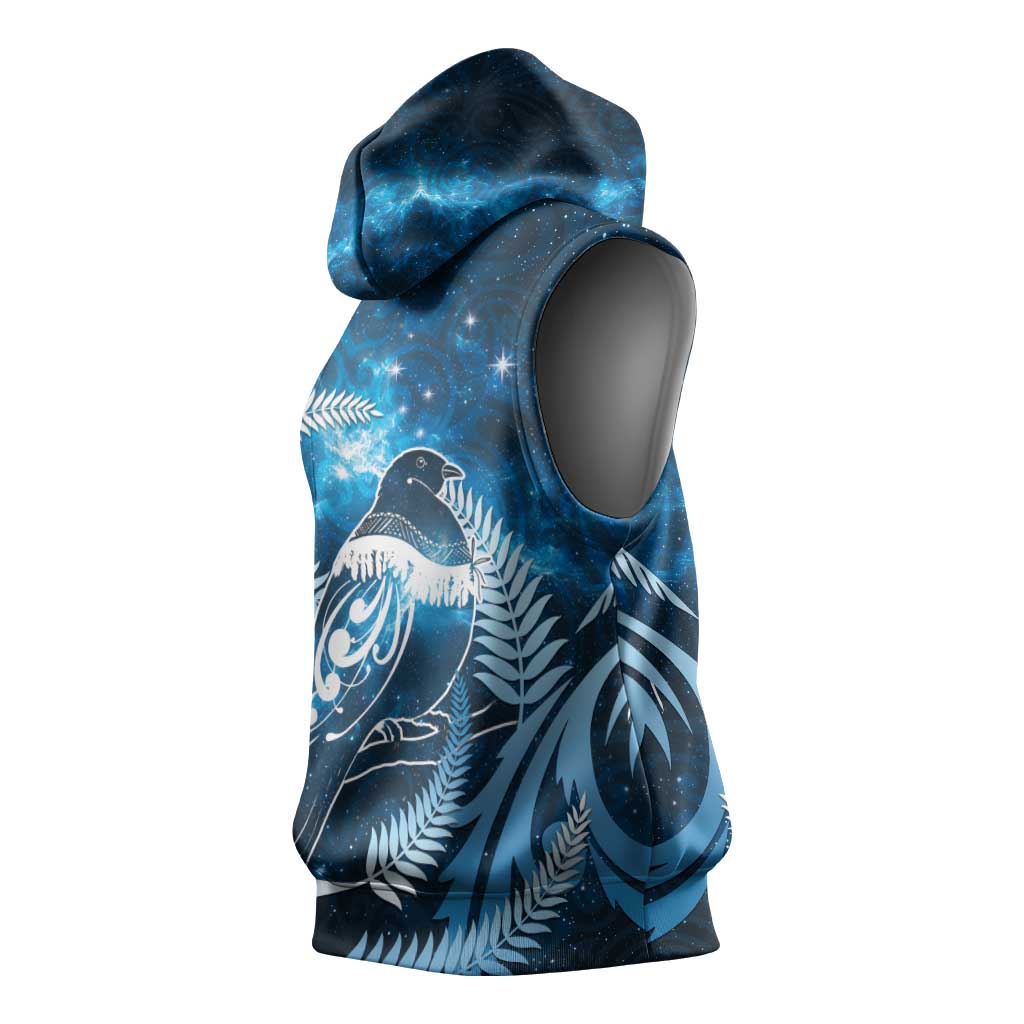 New Zealand Matariki Sleeveless Hoodie Pigeon Kereru Maori Fern Art LT05 - Polynesian Pride