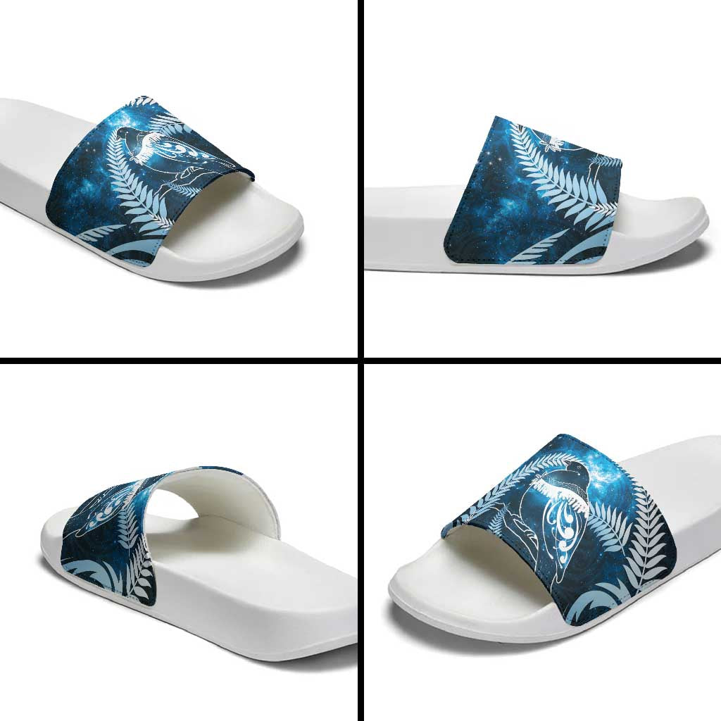 New Zealand Matariki Slide Sandals Pigeon Kereru Maori Fern Art