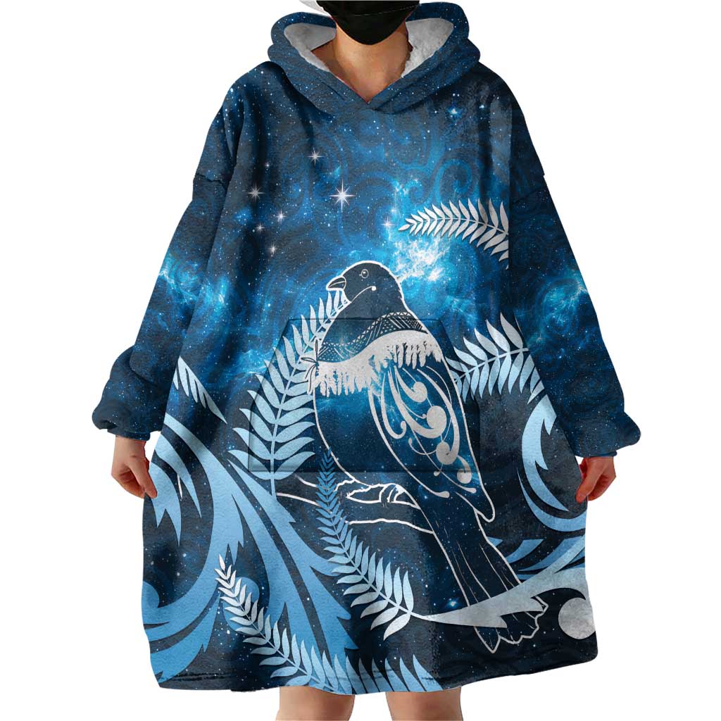 New Zealand Matariki Wearable Blanket Hoodie Pigeon Kereru Maori Fern Art LT05 - Polynesian Pride