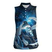 New Zealand Matariki Women Sleeveless Polo Shirt Pigeon Kereru Maori Fern Art LT05 Female Blue - Polynesian Pride