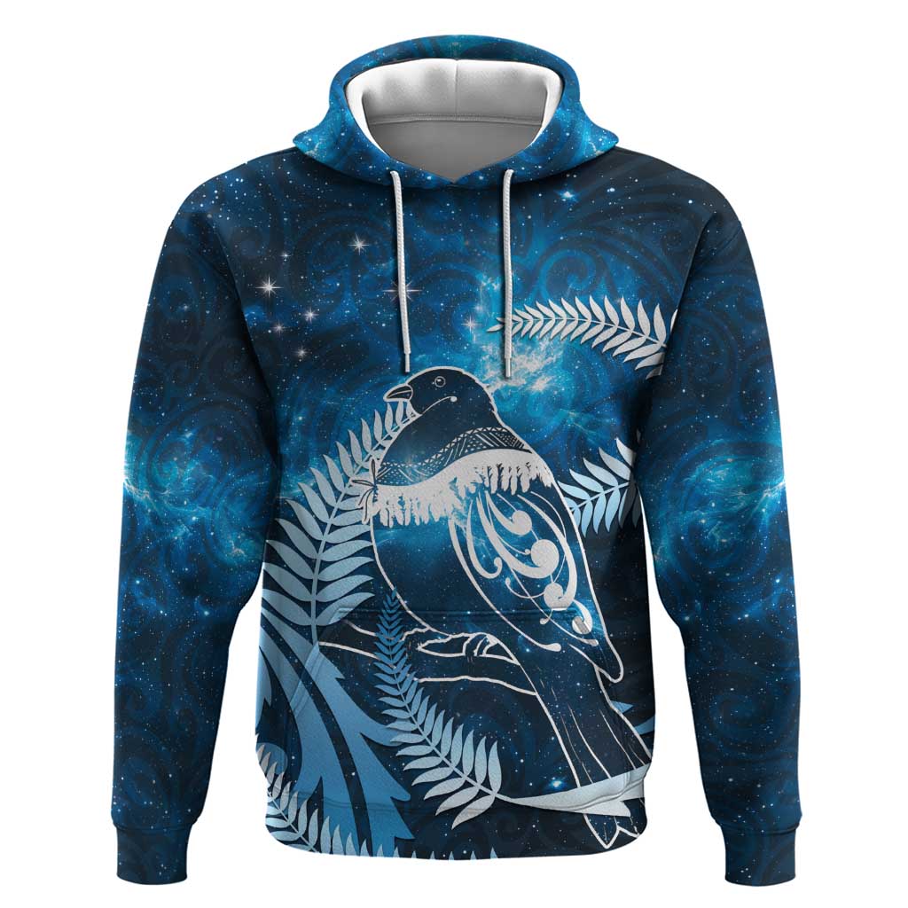 New Zealand Matariki Zip Hoodie Pigeon Kereru Maori Fern Art LT05 Pullover Hoodie Blue - Polynesian Pride