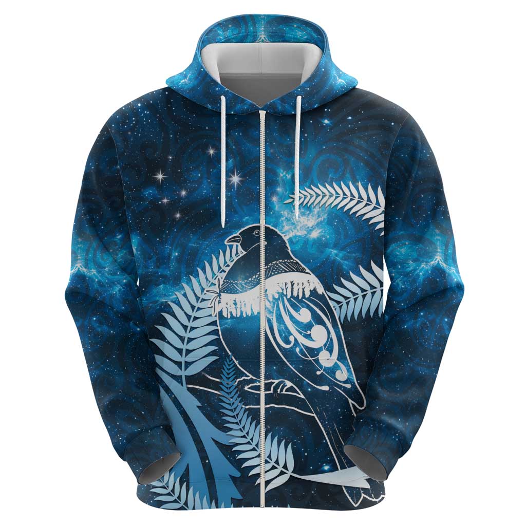New Zealand Matariki Zip Hoodie Pigeon Kereru Maori Fern Art LT05 - Polynesian Pride