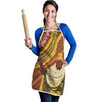 Hawaii King Kamehameha Apron Hawaiian Kakau Pattern With Leis