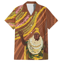 Hawaii King Kamehameha Hawaiian Shirt Hawaiian Kakau Pattern With Leis