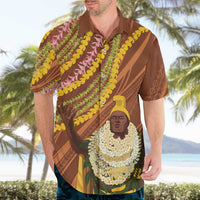 Hawaii King Kamehameha Hawaiian Shirt Hawaiian Kakau Pattern With Leis