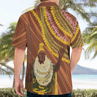 Hawaii King Kamehameha Hawaiian Shirt Hawaiian Kakau Pattern With Leis