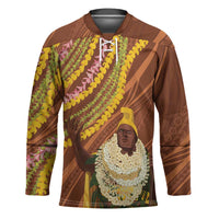 Hawaii King Kamehameha Hockey Jersey Hawaiian Kakau Pattern With Leis