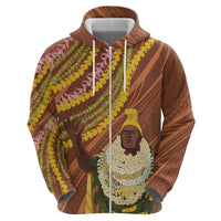 Hawaii King Kamehameha Hoodie Hawaiian Kakau Pattern With Leis