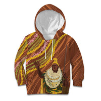 Hawaii King Kamehameha Kid Hoodie Hawaiian Kakau Pattern With Leis
