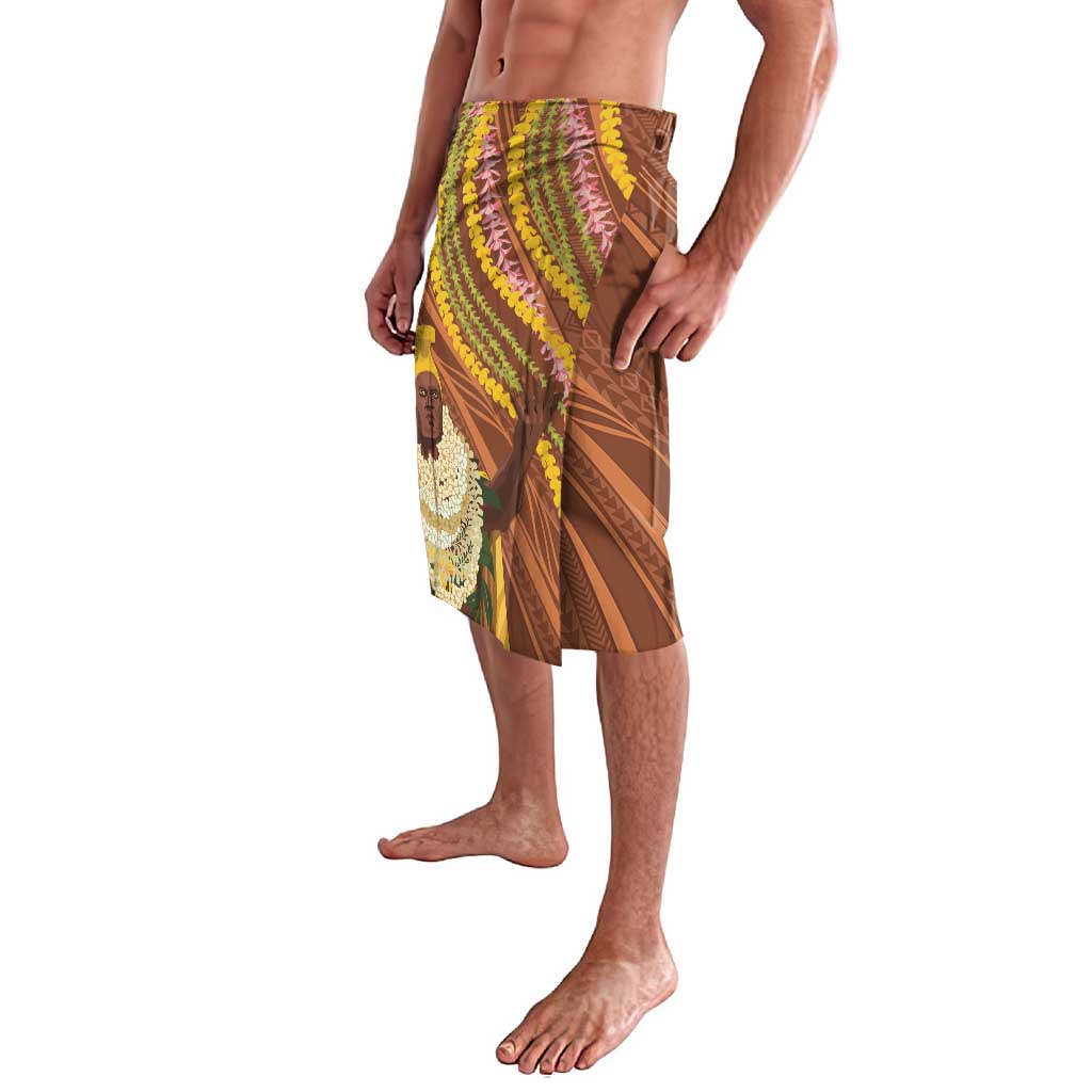 Hawaii King Kamehameha Lavalava Hawaiian Kakau Pattern With Leis