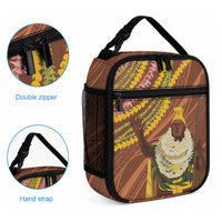 Hawaii King Kamehameha Lunch Bag Hawaiian Kakau Pattern With Leis LT05 - Polynesian Pride