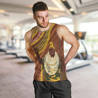 Hawaii King Kamehameha Men Tank Top Hawaiian Kakau Pattern With Leis