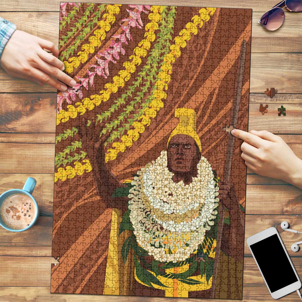Hawaii King Kamehameha Puzzle Hawaiian Kakau Pattern With Leis