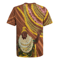 Hawaii King Kamehameha Rugby Jersey Hawaiian Kakau Pattern With Leis