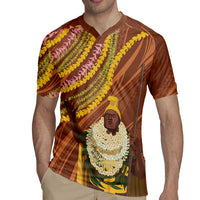 Hawaii King Kamehameha Rugby Jersey Hawaiian Kakau Pattern With Leis