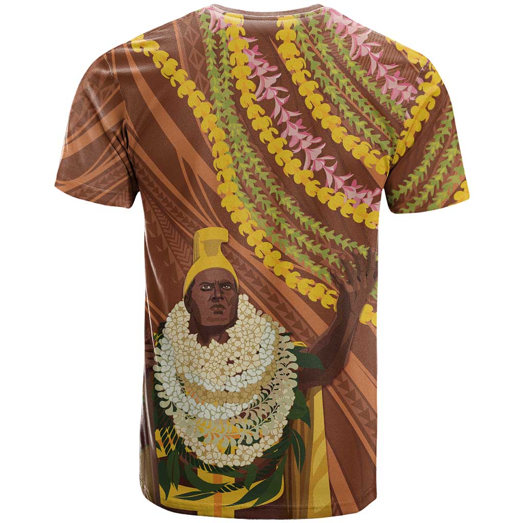 Hawaii King Kamehameha T Shirt Hawaiian Kakau Pattern With Leis