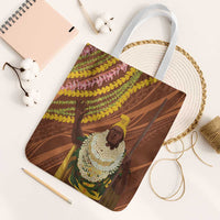 Hawaii King Kamehameha Tote Bag Hawaiian Kakau Pattern With Leis
