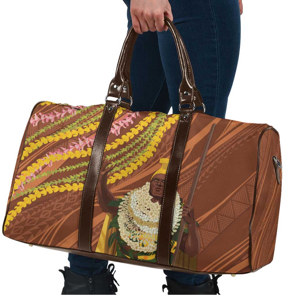 Hawaii King Kamehameha Travel Bag Hawaiian Kakau Pattern With Leis