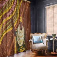 Hawaii King Kamehameha Window Curtain Hawaiian Kakau Pattern With Leis