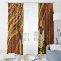 Hawaii King Kamehameha Window Curtain Hawaiian Kakau Pattern With Leis