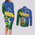 Personalised Solomon Islands Independence Day Couples Matching Long Sleeve Bodycon Dress and Long Sleeve Button Shirt With Coat Of Arms