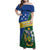 Personalised Solomon Islands Independence Day Family Matching Off Shoulder Maxi Dress and Hawaiian Shirt With Coat Of Arms