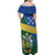 Personalised Solomon Islands Independence Day Family Matching Off Shoulder Maxi Dress and Hawaiian Shirt With Coat Of Arms