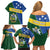 Personalised Solomon Islands Independence Day Family Matching Off Shoulder Short Dress and Hawaiian Shirt With Coat Of Arms