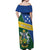 Personalised Solomon Islands Independence Day Off Shoulder Maxi Dress With Coat Of Arms