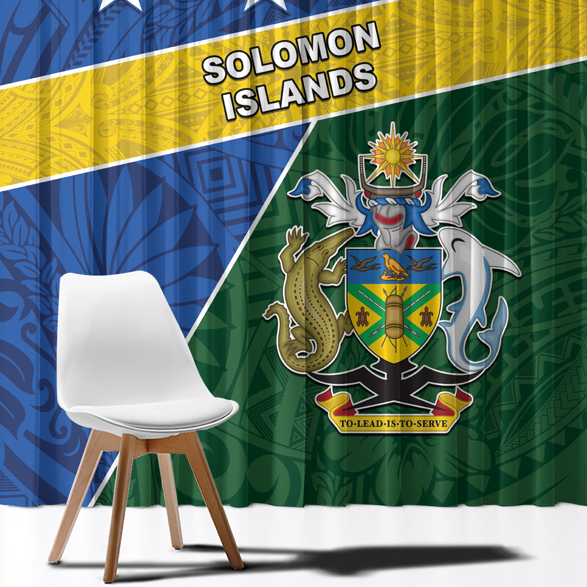 Solomon Islands Independence Day Window Curtain With Coat Of Arms