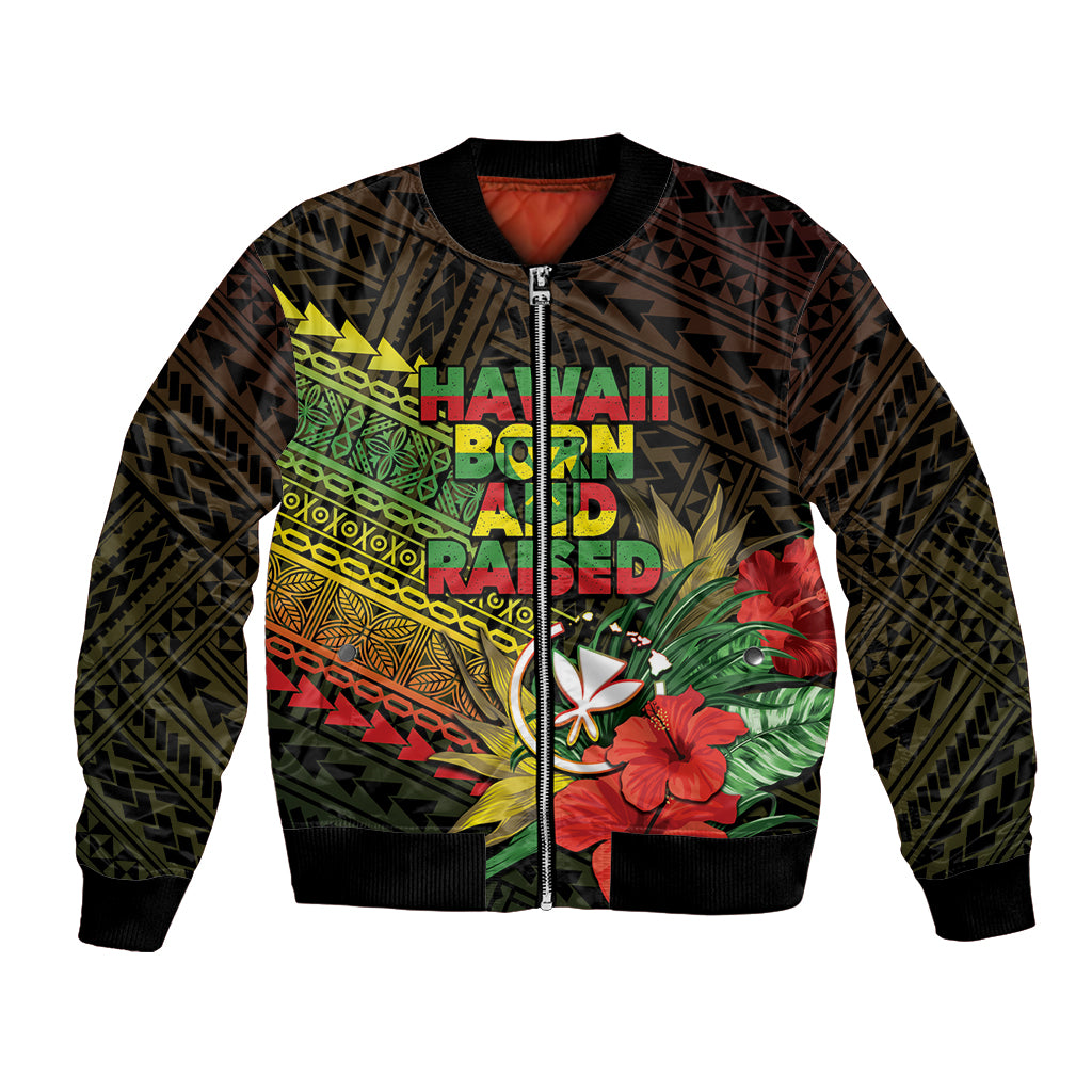 Personalized Hawaii Born and Raised Bomber Jacket Kanaka Maoli Flag Day