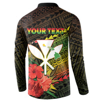 Personalized Hawaii Born and Raised Button Sweatshirt Kanaka Maoli Flag Day