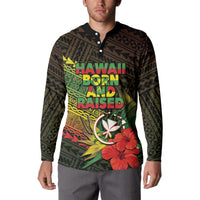 Personalized Hawaii Born and Raised Button Sweatshirt Kanaka Maoli Flag Day